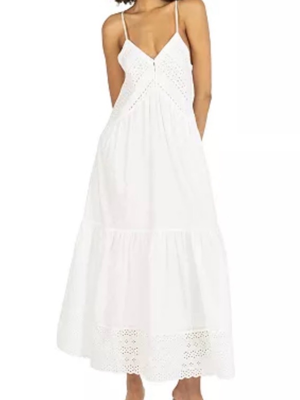 White Eyelet Spaghetti-Strap Maxi Dress
